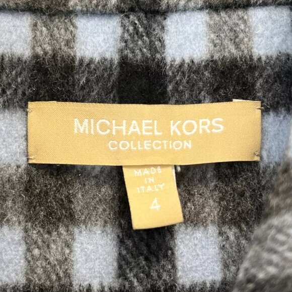 NEW MICHAEL KORS Collection Blue Plaid Button Up Short Cape 4 Small - Picture 6 of 8